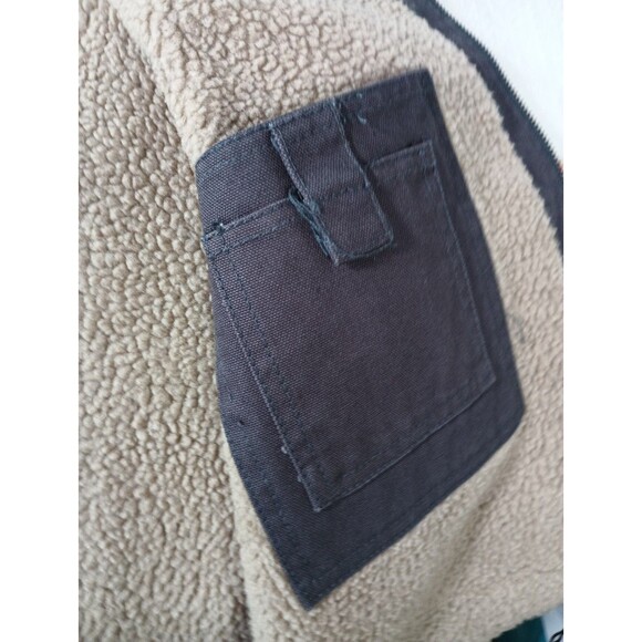 Smith’s Workwear Sherpa Lined Canvas Vest L Brown Zip Front Utility Outdoor - Picture 8 of 13